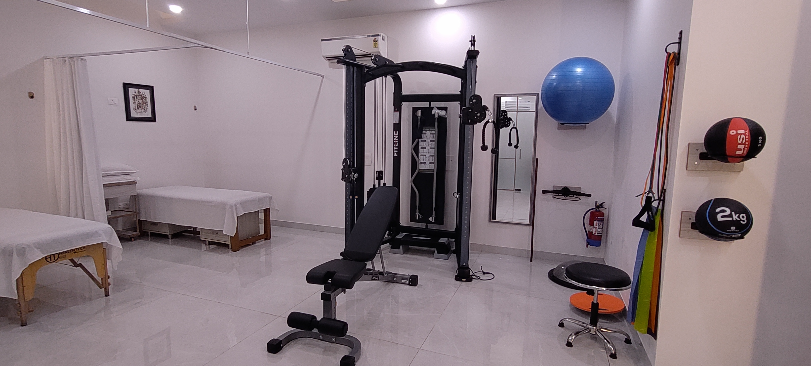 Resistance bands, medicine balls and rehab equipment